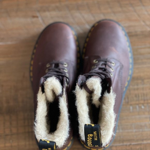 Dr. Martens 1460 Pascal Fur Lined Unisex Brown Leather Boots - Picture 6 of 6